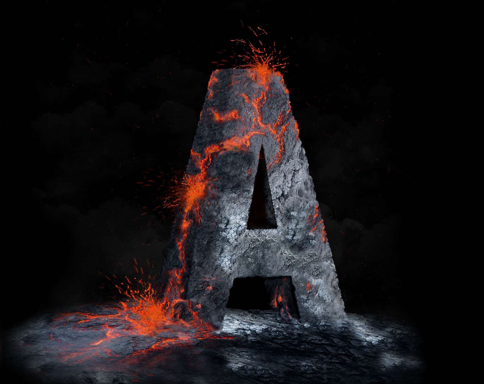 Letter A transformed into a volcanic eruption graphic – Liveli Design Palm Bay