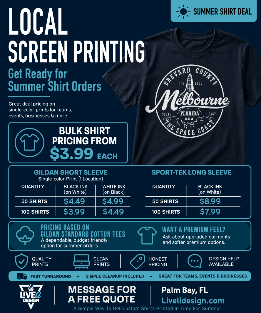 Summer screen printing deals ad from Liveli Design