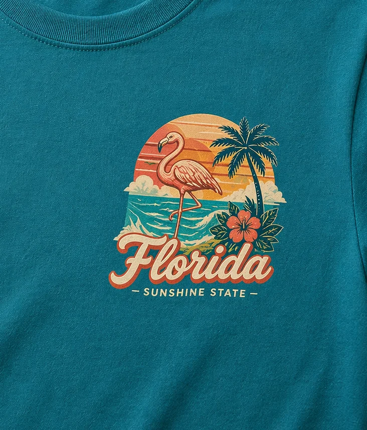 Example of DTG printing on a cotton shirt